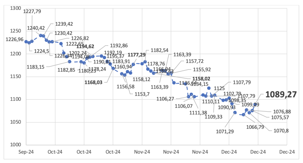 Evolución de las cotizaciones del dólar al 20 de diciembre 2024