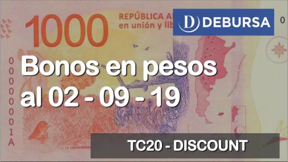 Bonos argentinos en pesos al 2 de Septiembre 2019