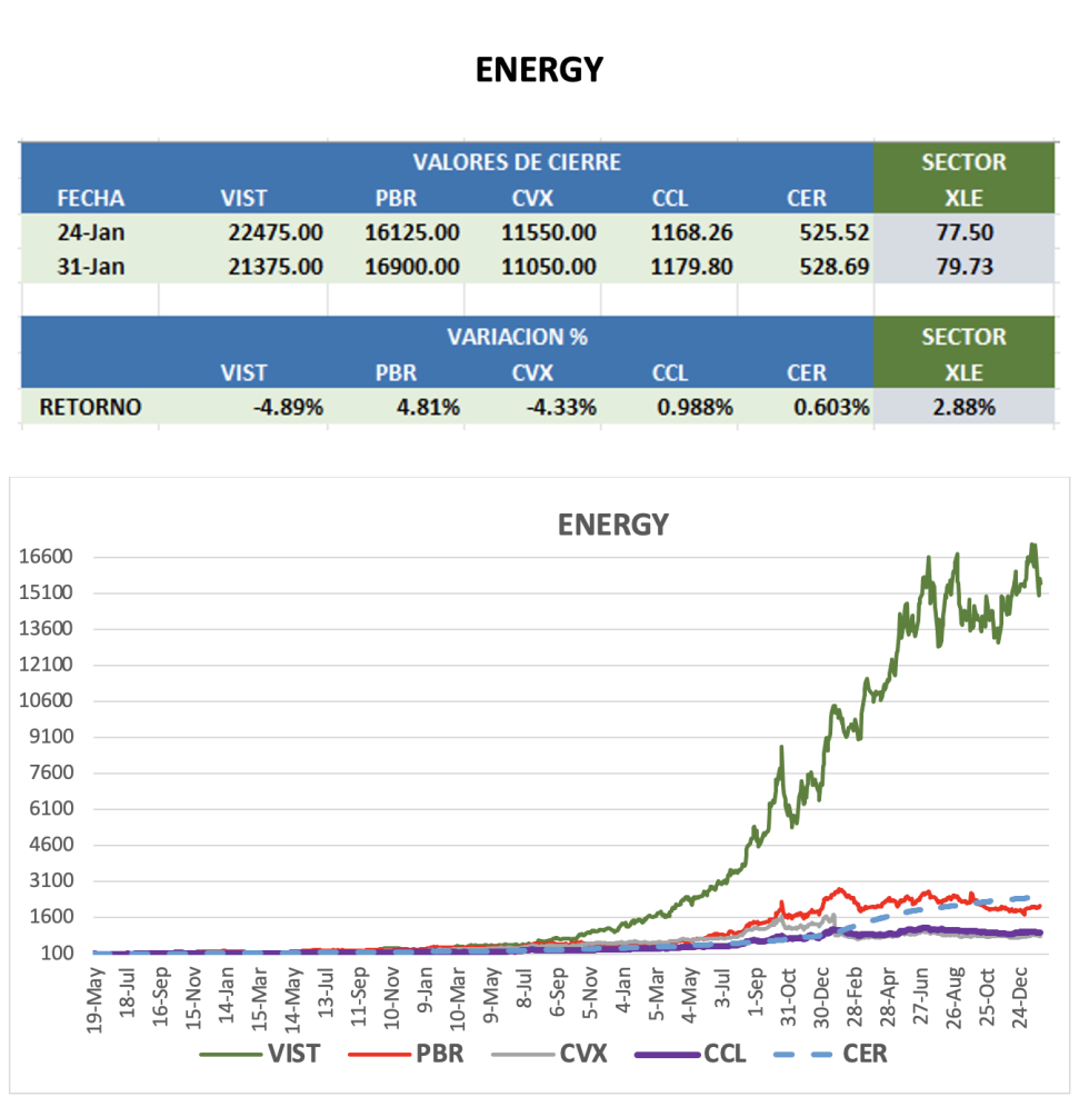 CEDEARS - Evolución semanal al 31 de enero 2025