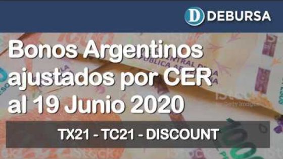 Bonos argentinos en pesos ajustados por CER al 19 de junio 2020