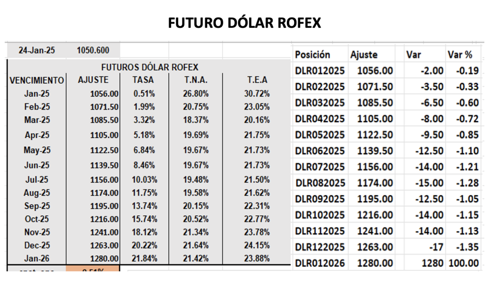 Evolución de las cotizaciones del dólar al 31 de enero 2025