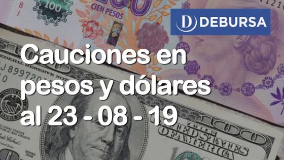 Cauciones bursátiles en pesos y dólares al 23 de agosto 2019