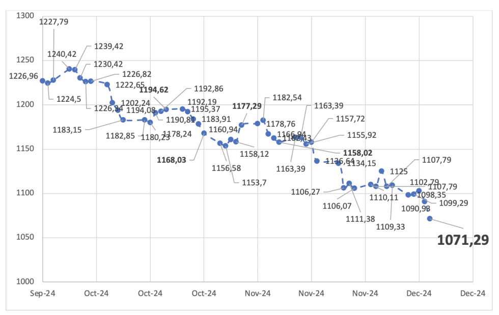 Evolución de las cotizaciones del dólar al 6 de diciembre 2024