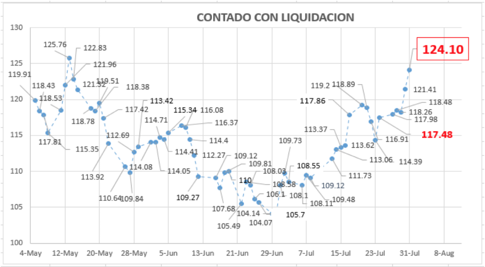 Evolución del dolar en Argentina al 31 de julio 2020