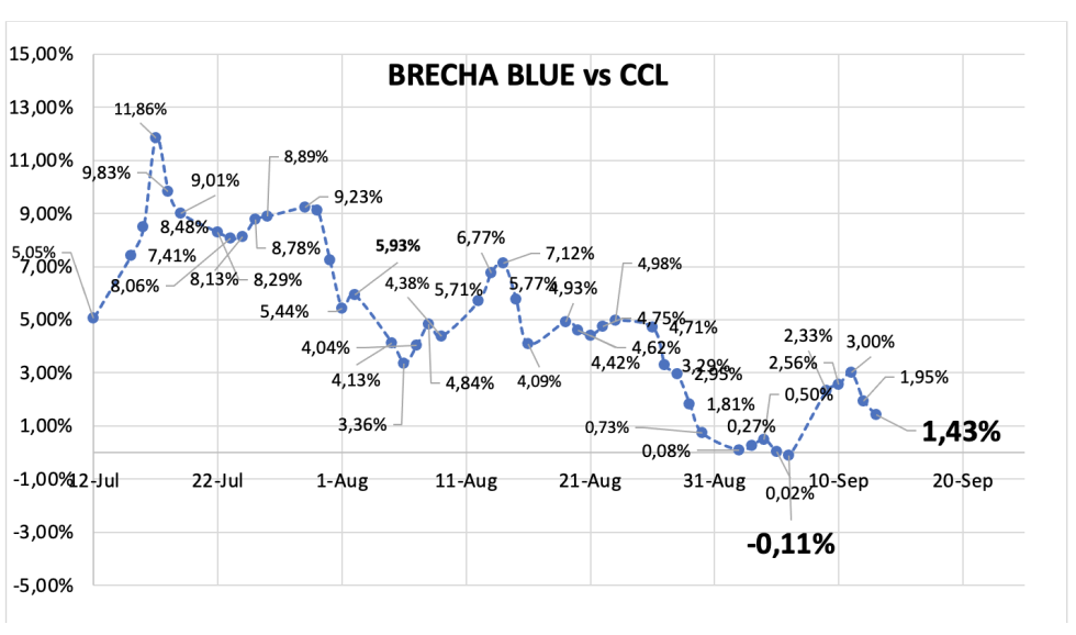 Evolución de las cotizaciones del dólar al 13 de septiembre 2024