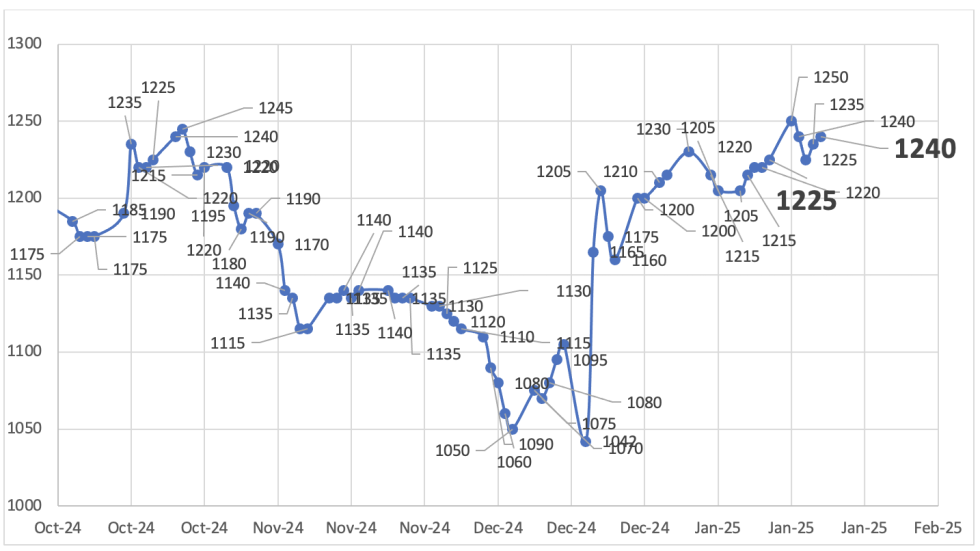 Evolución de las cotizaciones del dólar al 17 de enero 2025