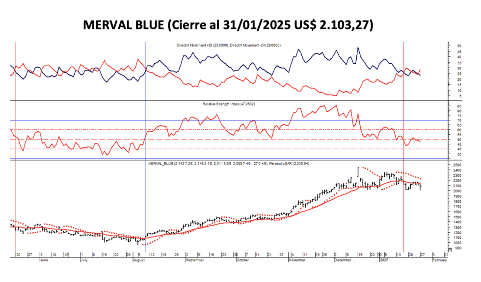 Indices Bursátiles - MERVAL blue  al 31 de enero 2025