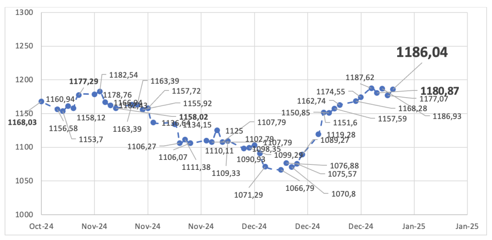 Evolución de las cotizaciones del dólar al 3 de enero 2025