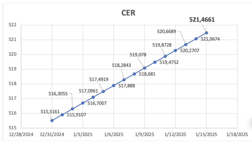 Variación semanal del índice CER al 10 de enero 2025