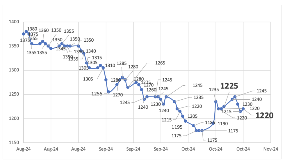 Evolución de las cotizaciones del dólar al 25 de octubre 2024