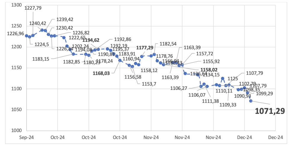 Evolución de las cotizaciones del dólar al 20 de diciembre 2024