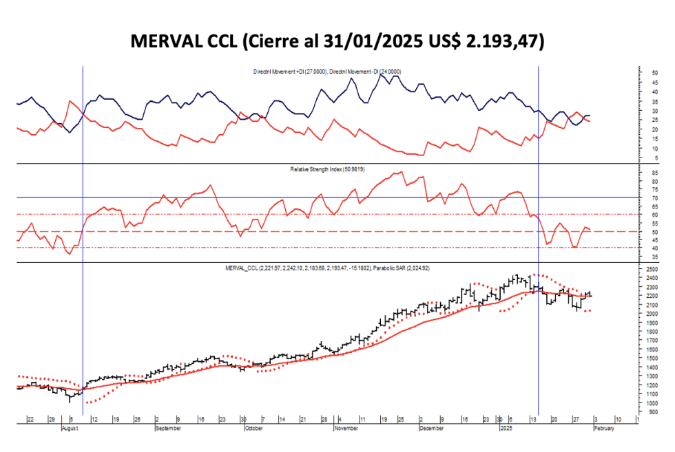 Indices Bursátiles - MERVAL CCL al 31 de enero 2025